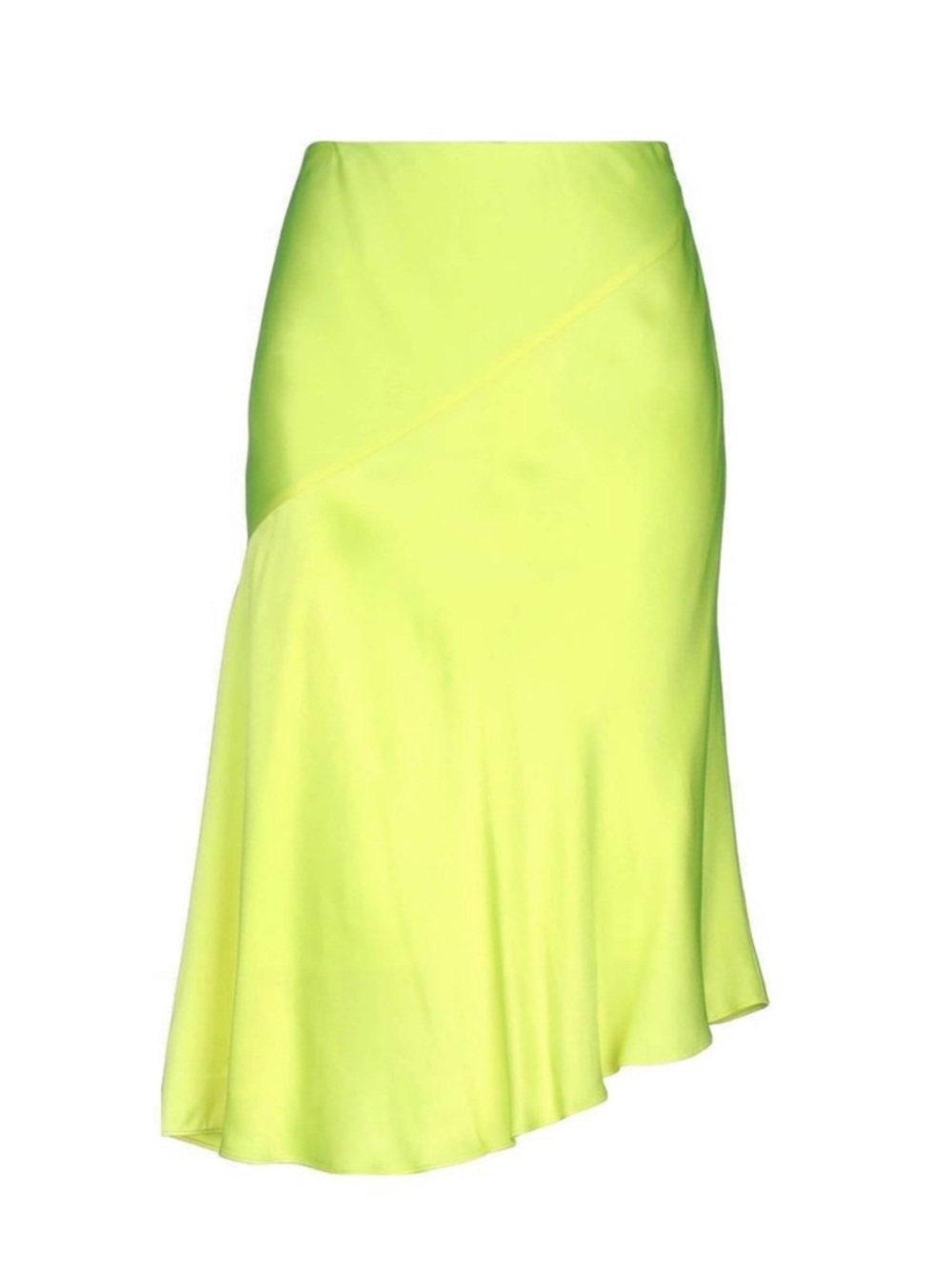 Helmut Lang Neon Yellow Double Satin Asymmetric Skirt 4 $405